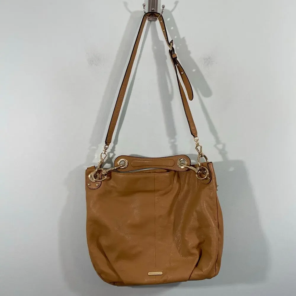 Rebecca Minkoff Tan Spikes Whipped Chelsea Leather Shoulder Bag Crossbody Strap
